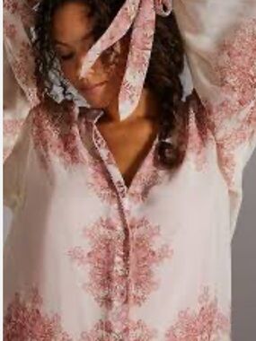 Anthropologie Forever That Girl Silk floral blouse with bow sleeves and camisole